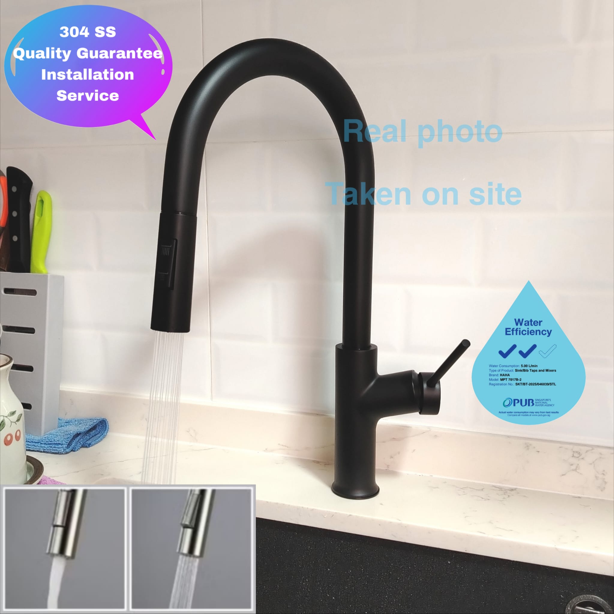 Matte Black Pull-Out Kitchen Faucet