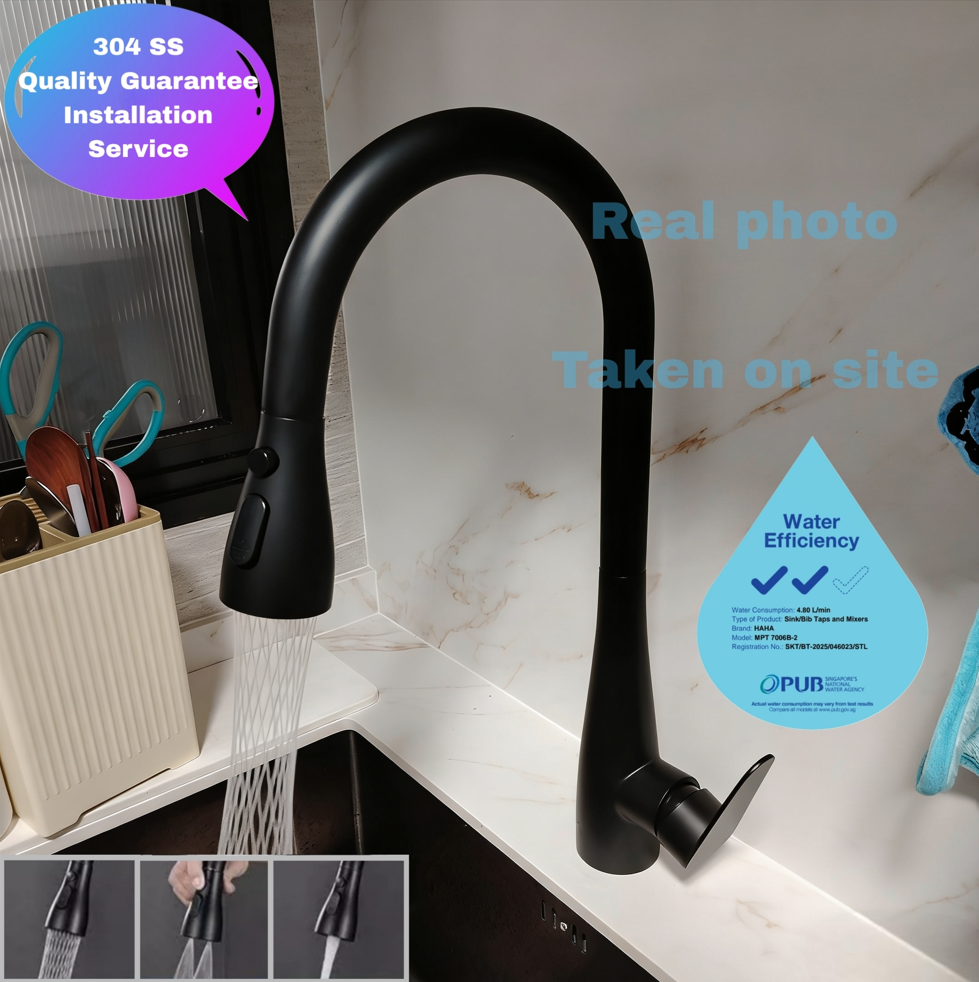 Pull-out tap installed